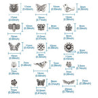 Beadthoven 150pcs/box Tibetan Silver Butterfly Flower Spacer Beads Owl Bird Dragonfly Bees Loose Beads Charms with 1-2mm Hole for Jewelry Crafts Making - color: Antique Silver-Butterfly-15 Style