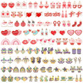 SANNIX 110Pcs/55 Pairs Valentine's Day Mardi Gras Charms, Assorted Gold Enamel Charms for Jewelry Making, Holiday Pendants for Bracelets Necklaces Earrings Keychains Craft Supplies - style: Valentines Mardi Gras