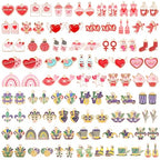 SANNIX 110Pcs/55 Pairs Valentine's Day Mardi Gras Charms, Assorted Gold Enamel Charms for Jewelry Making, Holiday Pendants for Bracelets Necklaces Earrings Keychains Craft Supplies - style: Valentines Mardi Gras