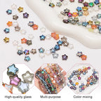 Glass Beads, KLFHS 100PCS 8MM Star Beads, Cute Star Bead Mixed Color Glass Bead Bulk for DIY Jewelry Making Bracelet Necklace Earring Phone Strap Keychain Crafting - color: Star