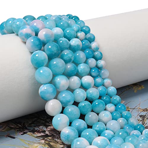 60pcs 6mm Natural Blue White Persian Jade Gemstone Beads Energy Healing Crystal Round Loose Stone Beads for Jewelry Making, DIY Bracelets Necklaces - color: Blue White Persian Jade, size: 6mm