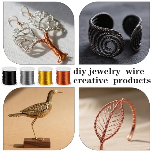 4 Rolls 20 Gauge Wire for Jewelry Making with Pliers 4 Colors 20 Gauge Jewelry Wire Craft Wires Tarnish Resistant Beading Wires for DIY Craft Making Supplies