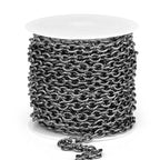 16.5 FT Black Textured Rolo Cable Chains Roll, 5mm 304 Stainless Steel Gunmetal Black Circle Cable Link Chain Bulk Spool for Jewelry Making DIY Craft - color: Gunmetal Black, size: 5mm width