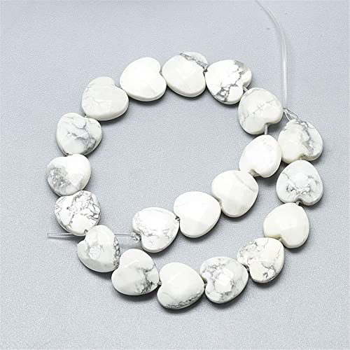 Fashewelry 18pcs Faceted Heart Natural Howlite Stone Beads Tumbled Chakra Gemstone Beads Crystal Healing Drilled Loose Beads for Earring Bracelet Necklace Jewelry Making, 10x10mm - color: Howlite, 10x10mm