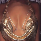 14K Gold Plated Body Chains for Women, Sexy Layered Belly Waist Chain Crossover Bikini Bra Chain, Summer Beach Rhinestone Body Jewelry - style: Silver Rhinestones2