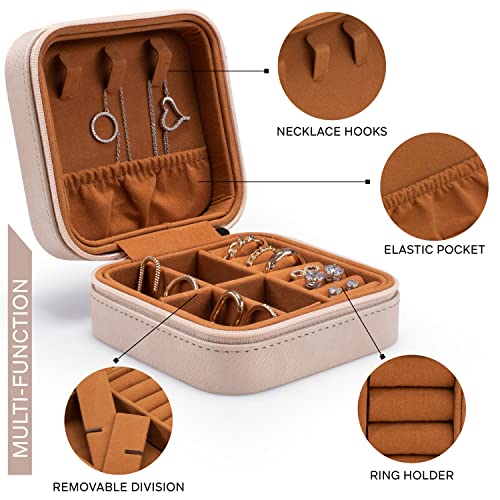 Custom Leather Jewelry Box w/Name & Birth Flower Month - Birthday Gifts for Women, Personalized Jewelry Travel Case - Customized Jewelry Organizer Box, Mom Birthday Gifts - Chestnut - color: Chestnut