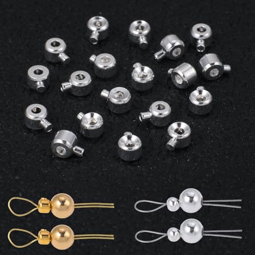 Songxi 60pcs Round Silver Plated Stopper Crimp Beads for Jewelry Making, 4.7x3.1mm Brass End Caps for Bracelet Necklace Earring, Art and Crafts, Loose - color: Silver, size: 4.7x3.1mm