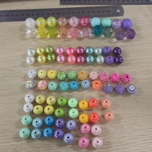 Huquary 270 Pcs Beads for Pens Rhinestone Bubblegum Beads Mixed Crystal Resin Sugar Chunky for Beadable Keychains DIY Craft Jewelry Making Supplies (Candy Colors) - color: Candy Colors