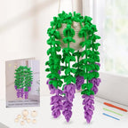 Kogyxe Beginners Crochet Kit, Amigurumi Crochet Starter Kits w Step-by-Step Video Tutorials, Hanging Potted Plants Knitting Starter Pack for Beginners Decoration, Wisteria Flower (40%+ Yarn) - size: Wisteria Flower