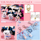 Wurosi 945 Pcs Bag Charm Kit, Charms Lip Gloss Keychain Making Kit, Beaded Keychain Making Kit, Y2K Keychains, 8 Ball Dice Charm Keychains, DIY Customizable Crafts Key Chains(Gold & Silver) - color: 945PCS Keychain Making Kit