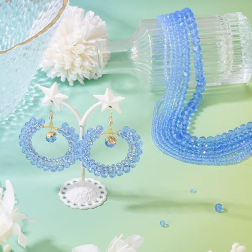 6 Strands Transparent Faceted Glass Beads 3/4/6/8mm Crystal Rondelle Glass Loose Spacer Beads for DIY Bracelet Necklace Wristband Keychain Jewelry Craft Making 2.3~8x2~6mm, Blue - color: 3/4/6/8mm-Blue