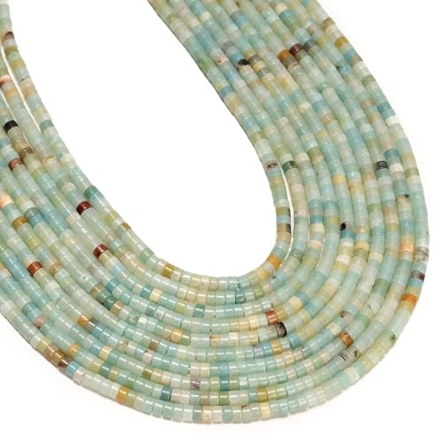 170 Pcs 2x4mm Natural Green Amazonite Stone Bead Heishi Disc Gemstone Beads for Bracelets Jewelry Making Crafts - color: Green Amazonite, size: 2x4mm