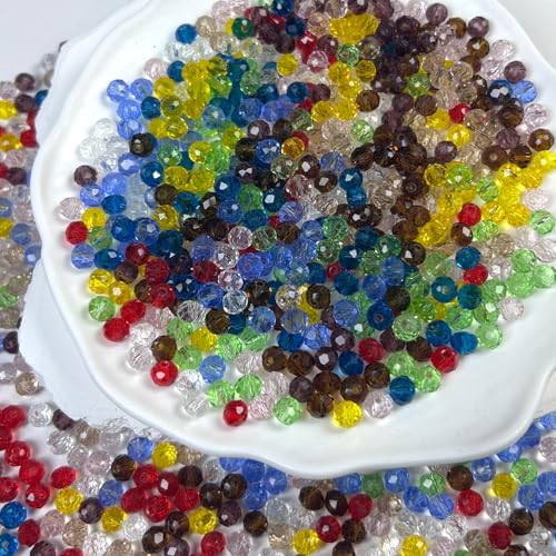850pcs 6mm Glass Beads for Jewelry Making, Colorful Crystal Rainbow Beads, Assorted Briolette Faceted Loose Bulk Bead for Crafts DIY, Suncatchers, Bracelets, Earring, Necklace - color: Colorful