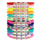 Friendship Bracelets Boho Stackable Bracelets for Women Surfer Heishi Clay Bead Bracelets Stretch Preppy Bracelets Colorful Boho Bracelets for Women - color: 12 pcs LOVE（night light)