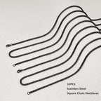 YOUBEIYEE 10PCS Black Square Rolo Chain Necklace for Men and Women Stainless Steel Chains for Jewelry Making Necklaces Bulk (18inch) - color: Black 18"