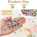 1000PCS 8mm Acrylic Beads for Bracelets,Colorful Round Sparkle Spiral Bead Bulk for DIY Jewelry Keychains Friendship Bracelet Charms Crafts Supplies (Multicolor, Threaded 1000PCS)