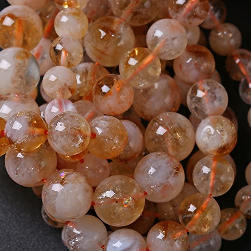12MM 32PCS Natural Stone Citrine A Grade Quartz Crystal Loose Beads for Jewelry Making DIY Bracelet Necklace 1 Strand 15’’ - color: Citrine A, size: 12mm