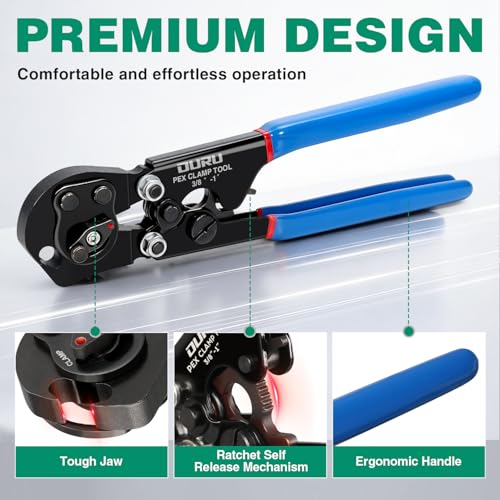 2 IN 1 Ratchet Pex Crimping Tool Cinch and Remove Combo Function Pex Pipe Crimp Tool from 3/8" to 1" Pex Crimper with Pex Cutter and Stainless Steel Pex Clamps 1/2" 25PCS, 3/4" 10PCS in Plastic Box - style: 2pcs Pex Tool Kit with Box