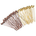 MECCANIXITY 200Pcs Plated Ball Head Pins Jewelry Making 24 Gauge 20mm Wire Head Pins Brass Ball Head Pins End Head Pins for DIY Craft Necklaces Bracelets Earrings, Purple Bronze and Gold - color: Purple Bronze and Gold, size: 20mm