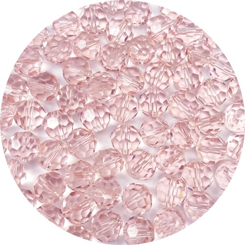 140pcs 8mm Faceted Crystal Glass Beads Round Spacer Beads for Jewelry Making DIY Craft Making Necklace Bracelet Earring Wind Chimes Suncatchers Ornament(513-Pink) - color: 513-Pink, size: 8MM