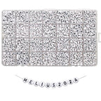 Melius 1450Pcs Acrylic Letter and Number Beads, 4x7mm Alphabetical Flat Round Alphabet Beads in 28 Grid Box for Bracelets, DIY Crafts - color: White-Number, size: 4x7mm