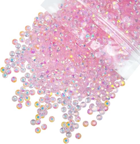 qiipii 650PCS 6mm Transparent Pink AB Resin Rhinestones Clear Light Pink Flatback Jelly Stones Bulk SS30 Non-Hotfix Diamonds Gems Charms for Nails Face Eyes Makeup Tumblers Bottles DIY Crafts Decor - color: Transparent Light Pink Ab, size: 6mm Bulk