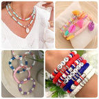 19000pcs 50 Strands Clay Bead Bracelet Kit, 6mm Flat Round Polymer Clay Beads Spacer Heishi Beads for Jewelry Making Earring Necklace - color: 50 Strands Colorful
