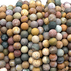 ABCGEMS Velvet-Matte-Finished Madagascan Kabamby Ocean Jasper Beads (Enhance The Stone's Inherent Texture and Nature Hues with a Non-Glare Aesthetic) Smooth Round 8mm (Non-Shiny) - color: Kabamby Ocean Jasper (From Madagascar)