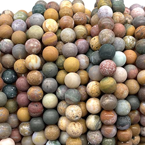 ABCGEMS Velvet-Matte-Finished Madagascan Kabamby Ocean Jasper Beads (Enhance The Stone's Inherent Texture and Nature Hues with a Non-Glare Aesthetic) Smooth Round 8mm (Non-Shiny) - color: Kabamby Ocean Jasper (From Madagascar)