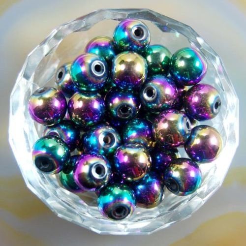 AD Beads Natural Gemstone Round Spacer Loose Beads (6mm 100pcs, Hematite Multi-Colored) - color: Hematite Multi-Colored, size: 6mm 100pcs