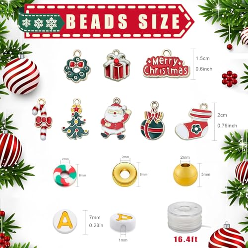 2009pcs Christmas Clay Beads Bracelet Making Kit, Gold Beads Clay Bead Charms for Jewelry Making DIY Bracelet, Necklace, Earring, Arts Crafts DIY Gifts Christmas Gifts - color: 3 Christmas model