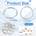 100 PCS Mini Open Jump Rings, Stainless Steel Open Jump Ring 10mm Thickness Round Connectors Small Key Rings O Ring Connectors for Jewelry for Jewelry Making Necklaces Bracelet Earring (Silver)