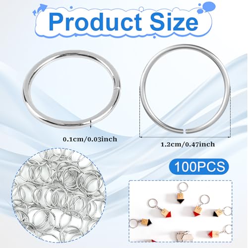 100 PCS Mini Open Jump Rings, Stainless Steel Open Jump Ring 10mm Thickness Round Connectors Small Key Rings O Ring Connectors for Jewelry for Jewelry Making Necklaces Bracelet Earring (Silver)