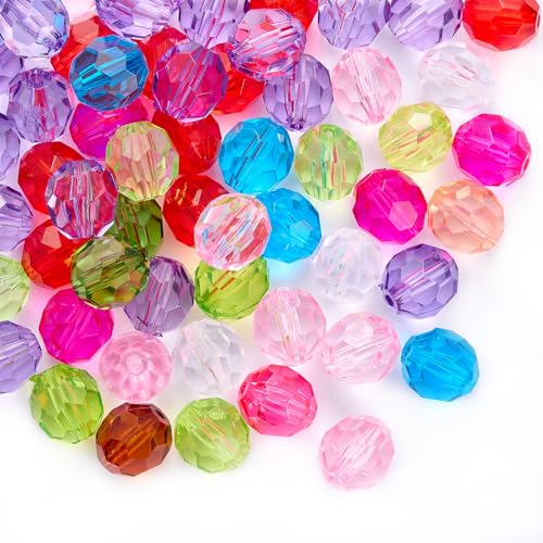 Ornaland 50 Pcs Acrylic Crystal Beads for Jewelry Making Bulk Transparent Bicone Facets 20mm Colorful Crystal Beads for Bracelets Earrings Necklaces DIY Crafts - size: 20mm-A