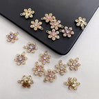 Crystal Zirconia Gold Plated Brass Charms for Jewelry Making Bracelet Necklace Earring Pendant Craft Supplies DIY Accessories - color: FlowerB-Mix-6Pcs