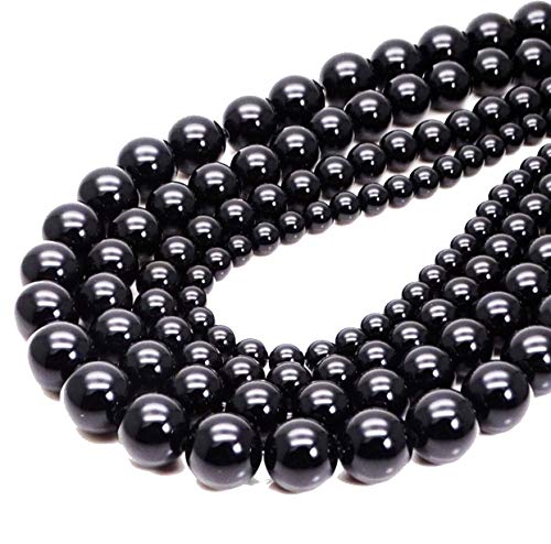 ABCGEMS Rio-Grande Black Onyx Beads from Brazil (Sourced from The Renowned Gem-Producing Region of Rio Grande do Sul, Brazil - Mohs Hardness 7) Mirror-Like Polish Smooth Round 10mm - color: Black Onyx (From Brazil)