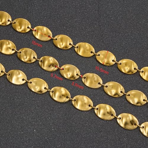 UMAOKANG 2 Yard Small Oval Chain for Jewelry Making Gold Plated Stainless Steel Chains Men and Women Necklace Bracelet DIY - color: Gold Small Oval