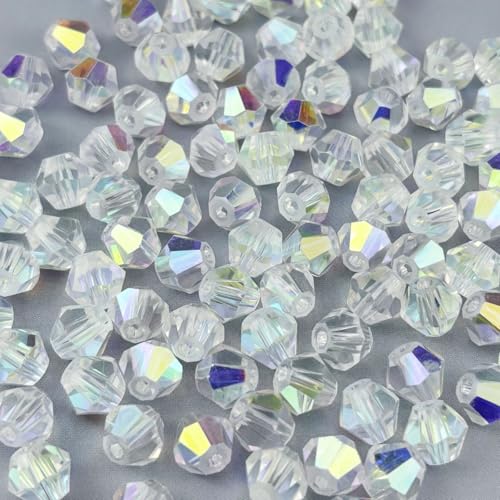 100pcs 8mm Bicone Crystal Glass Beads Faceted Bicone Crystal Beads Bulk Glass Spacer Beads for Bracelets Necklace Pendants Earrings DIY Jewelry Craft Making(Crystal AB) - color: Crystal AB, size: 8mm