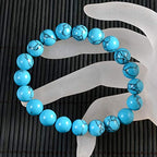 AD Beads Natural Gemstone Round Beads Stretch Bracelet Healing Reiki 10mm (Blue Turquoise) - color: Blue Turquoise