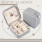 Yinkin 12 Pcs Mini Travel Jewelry Case Bridesmaid Proposal Gift Boxes, Small PU Leather Earring Organizer, Bulk Travel Accessories Portable Jewelry Holder(Gray) - color: Gray