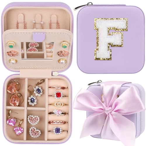 CHMI Travel Jewelry Case, Purple Travel Jewelry Box, Travel Jewelry Organizer, Travel Gifts for Women Girls, Jewelry Organizer Box, Birthday Gifts for Women, Christmas Gifts for Teens Girls - F - color: Purple, size: F