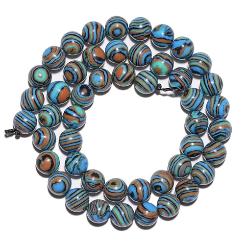 6mm Natural Blue Malachite Gemstone Beads Polished Round Smooth Stone Beads for Bracelets Jewelry Making 15inch Loose Beads - color: Blue Malachite, size: 6mm
