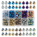 150Pcs Electroplate Faceted Teardrop Glass Beads Colorful Waterdrop Crystal Glass Beads Top Drilled Drop Beads Chandelier Dangle Pendants for DIY Earring Bracelet Necklace Jewelry Making - color: Mixed Color-C