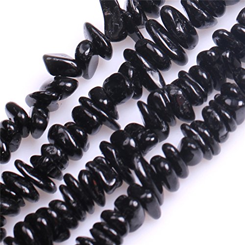Black Tourmaline Beads for Jewelry Making Natural Semi Precious Gemstone 7x13mm Freeform Strand 15" JOE FOREMAN - color: 7x13mm/freeform black Tourmaline