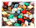 160+ pcs DIAMONDUO glass two-hole beads rhombus gemduo, approx. 0.2 x 0.3 inches (5x8mm), 0.88oz = 25 g, Color Mix - color: DiamonDuo Mix