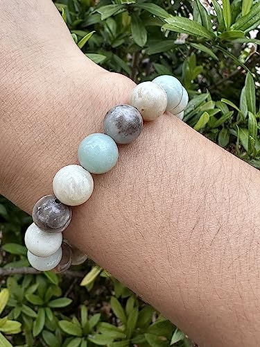 GAF TREASURES Grade A ++ Gemstone Round Bead Adjustable Bracelet 10mm, Genuine Crystal Bead Bracelet, Gift for Men & Women - color: Amazonite Mixed
