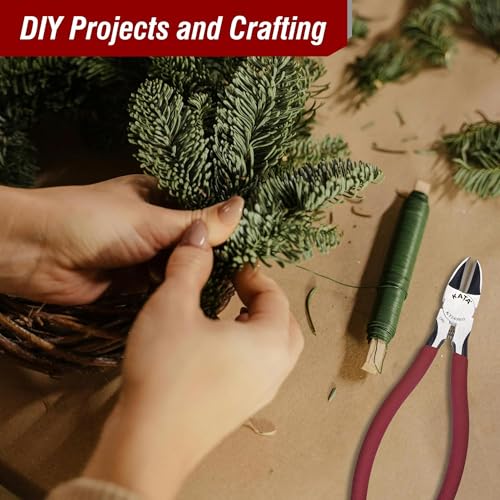 KATA 6-Inch Flush Cut Wire Cutters, Heavy Duty Side Cutter Pliers with Safety Cap, Sharp Snips for Crafting, Zip Ties, Floral Wire, Electrical, Jewelry, Chicken Wire, Artificial Flowers, 2 Pack - color: 2 Pack 6 Inch Red