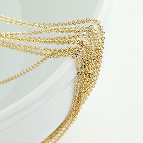 10PCHN 10pcs 17.5inch 16K Gold Plated Finished Cable Chain Necklace Bulk Discount Jewelry Supply - color: Gold