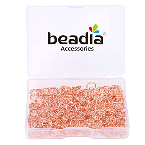 BEADIA Rose Gold Plated Jump Rings Non Tarnish 7mm 300pcs for Jewelry Making Findings - color: Rose Gold, size: 0.7x7mm