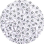 100Pcs Letter Beads 4x7mm White Round Acrylic Alphabet Beads Letter U Beads for Jewelry Making DIY Bracelets Necklaces Key Chains - color: U 100Pcs